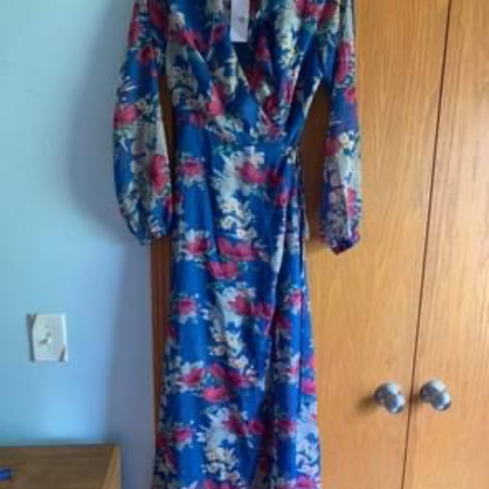 Long sleeve floral wrap  maxi dress